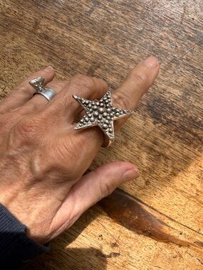 Sterling silver chunky HEAVY solid star ring brutalist style unisex